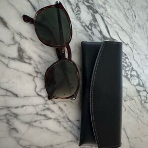 Persol Sunglasses with Brown Frame and Green Lenses